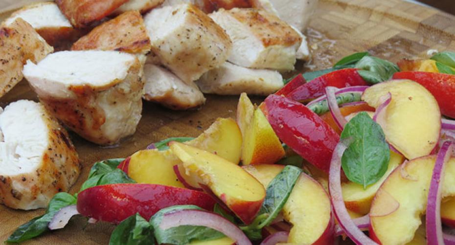 How To Grill Chicken With Nectarine And Basil Salad On The Weber Go Anywhere Charcoal BBQ