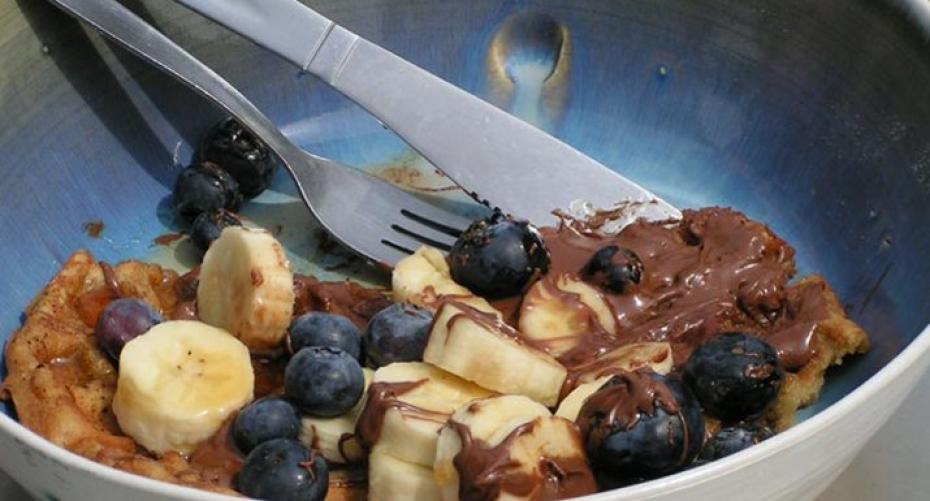 How To Cook Waffles With Blueberries, Maple Syrup, Bananas And Nutella In The Weber Gourmet Barbecue System Waffle Iron